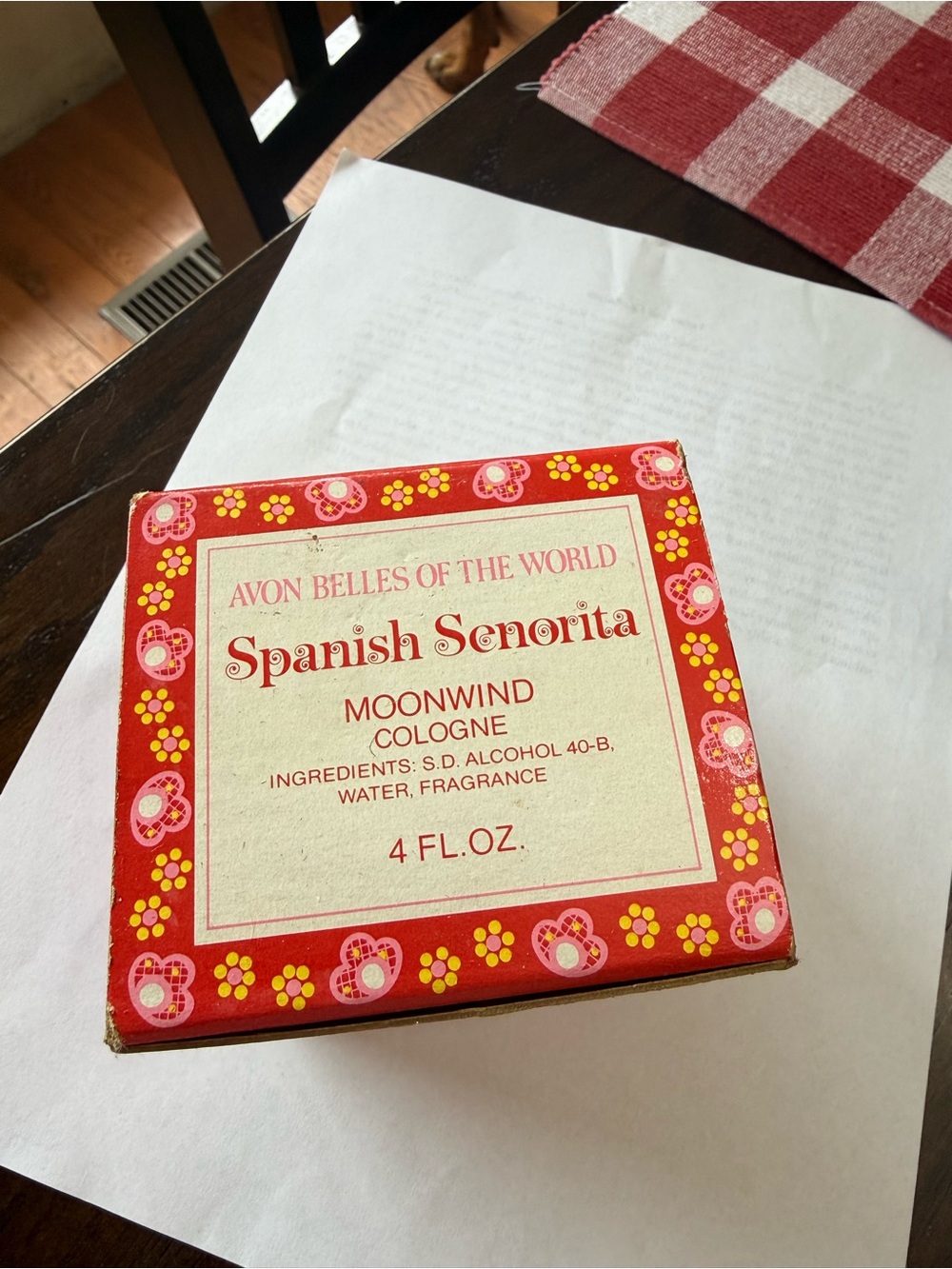 Avon Spanish Señorita Moonwind Cologne Box — Red and Pink Accents